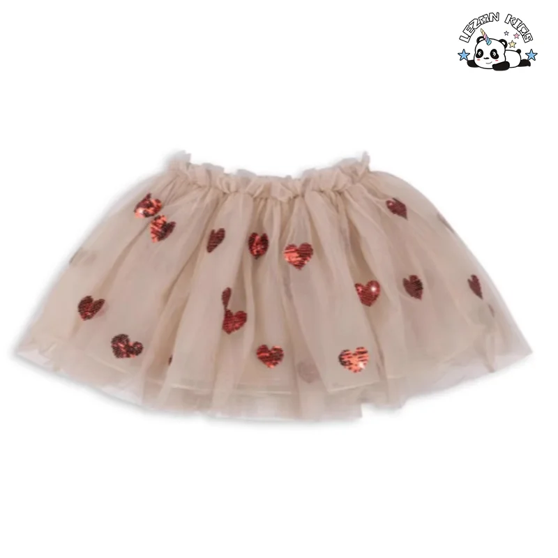 LEZONKIDS - High End Kids Summer  Fashion Cute Tutu Skirts Sequined Heart Skirt for Girls